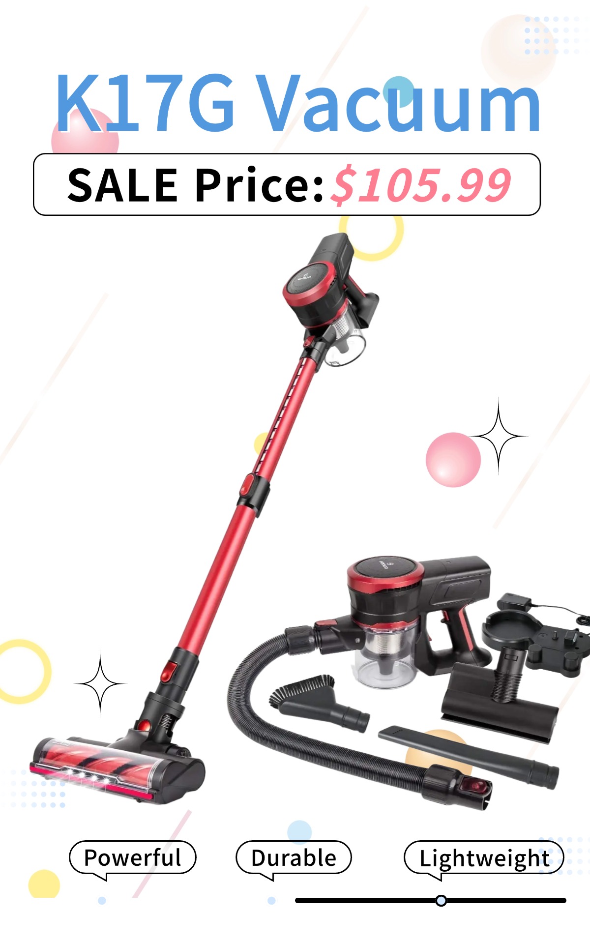 MOOSOO Cordless stick vacuum